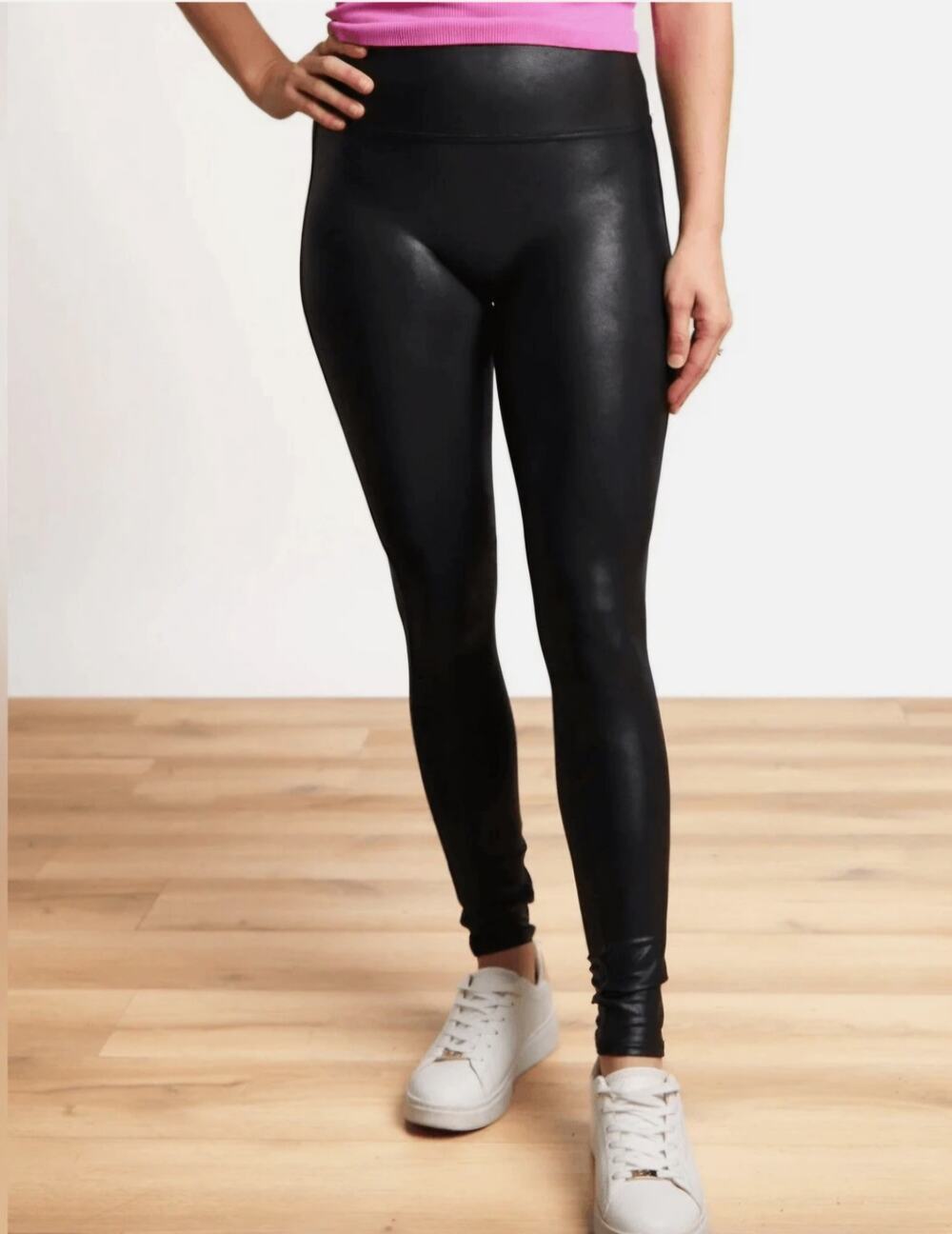 Spanx Black Faux Leather Leggings Sz M